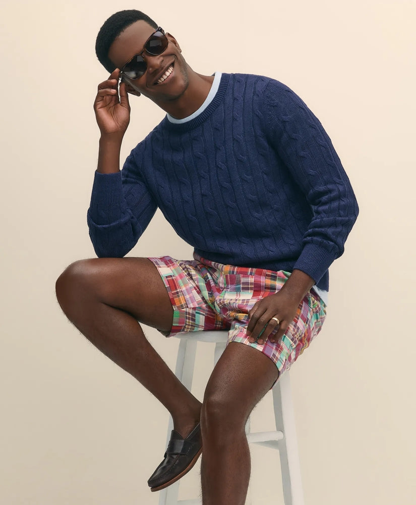 7" Cotton Patchwork Madras Shorts / Brooks Brothers Sale