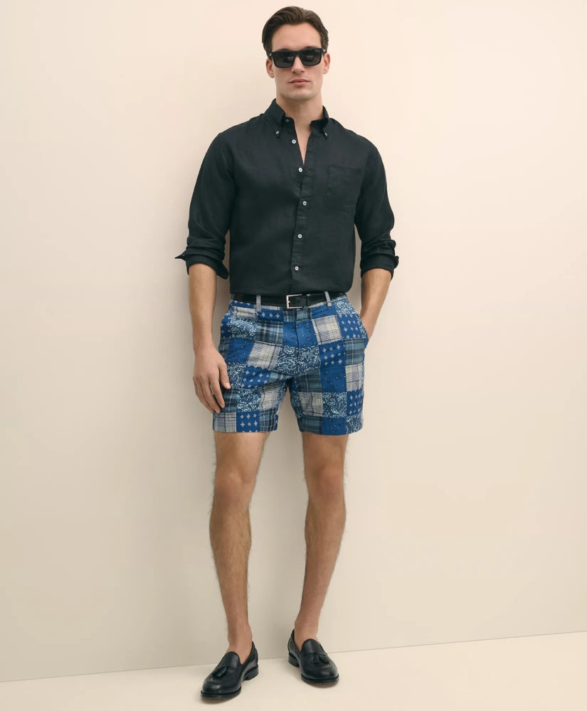 7" Cotton Patchwork Madras Shorts / Brooks Brothers Sale