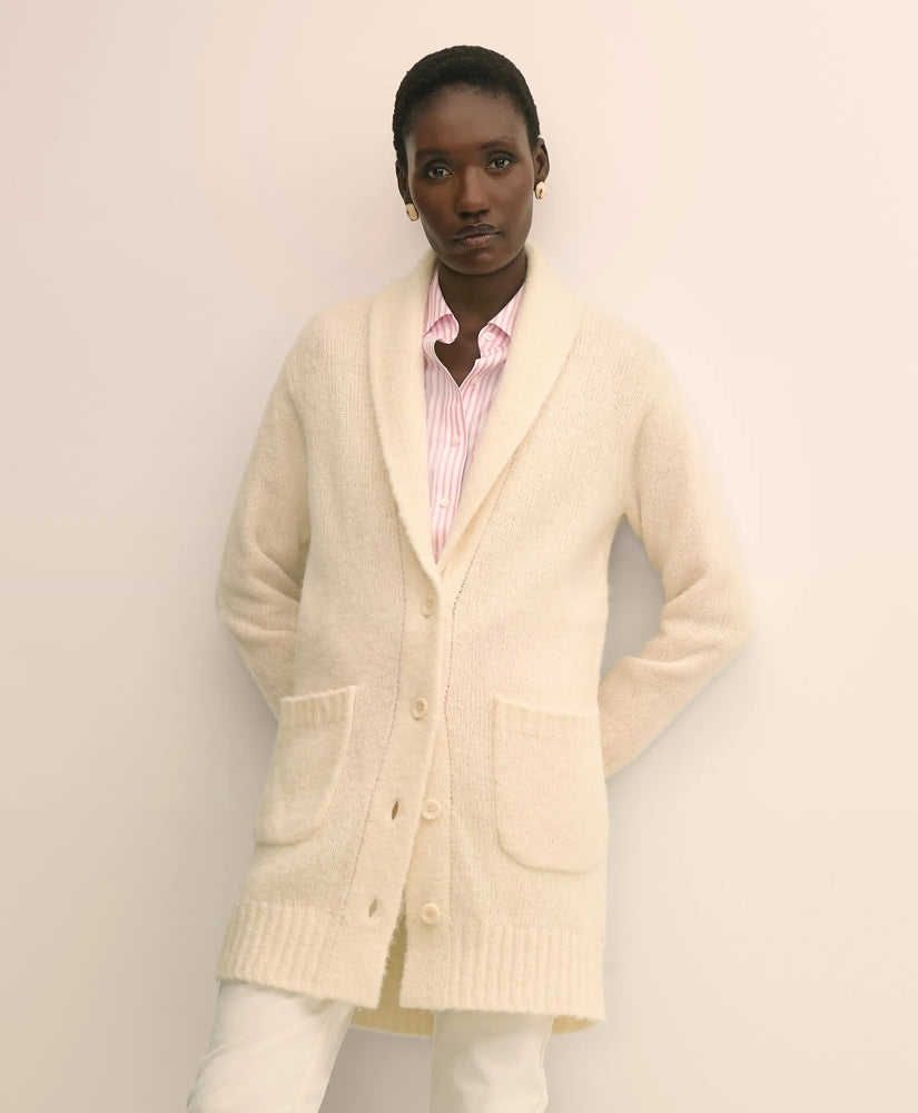 Alpaca-Wool Blend Shawl Collar Tunic Cardigan / Brooks Brothers Sale