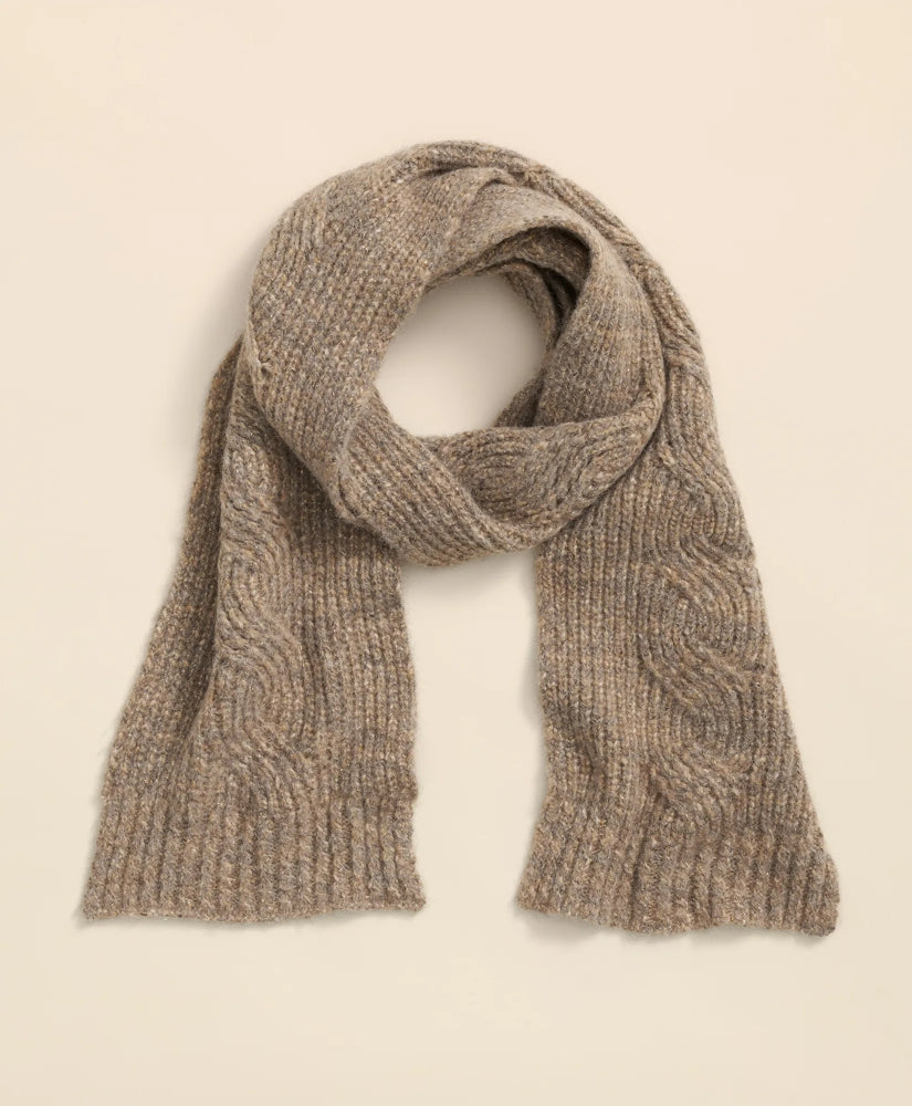 Alpaca-Cotton-Wool Blend Cable Knit Wrap Scarf / Brooks Brothers Sale