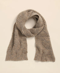 Alpaca-Cotton-Wool Blend Cable Knit Wrap Scarf / Brooks Brothers Sale