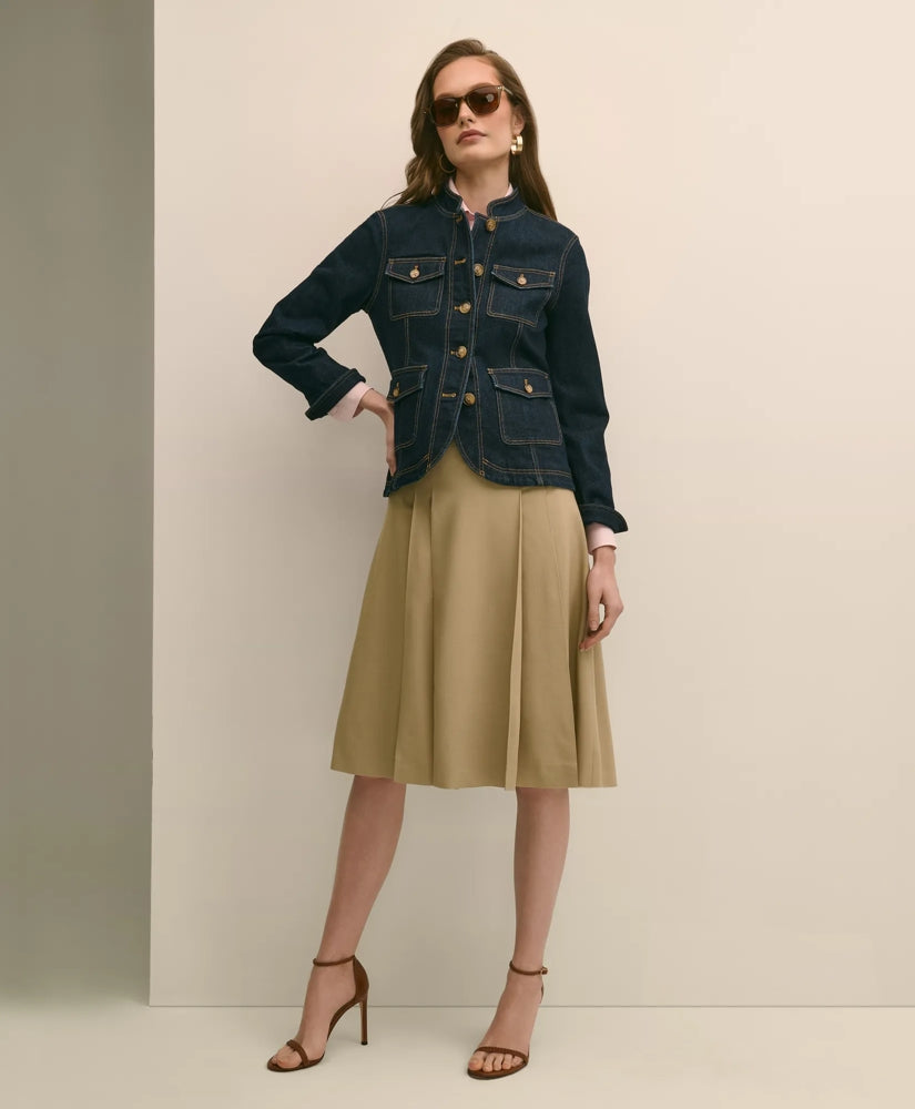 A-Line Wool-Blend Pleated Skirt / Brooks Brothers Sale