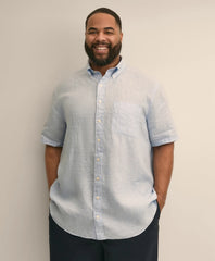 Big & Tall Sport Shirt,  Short-Sleeve Irish Linen / Brooks Brothers Shirts