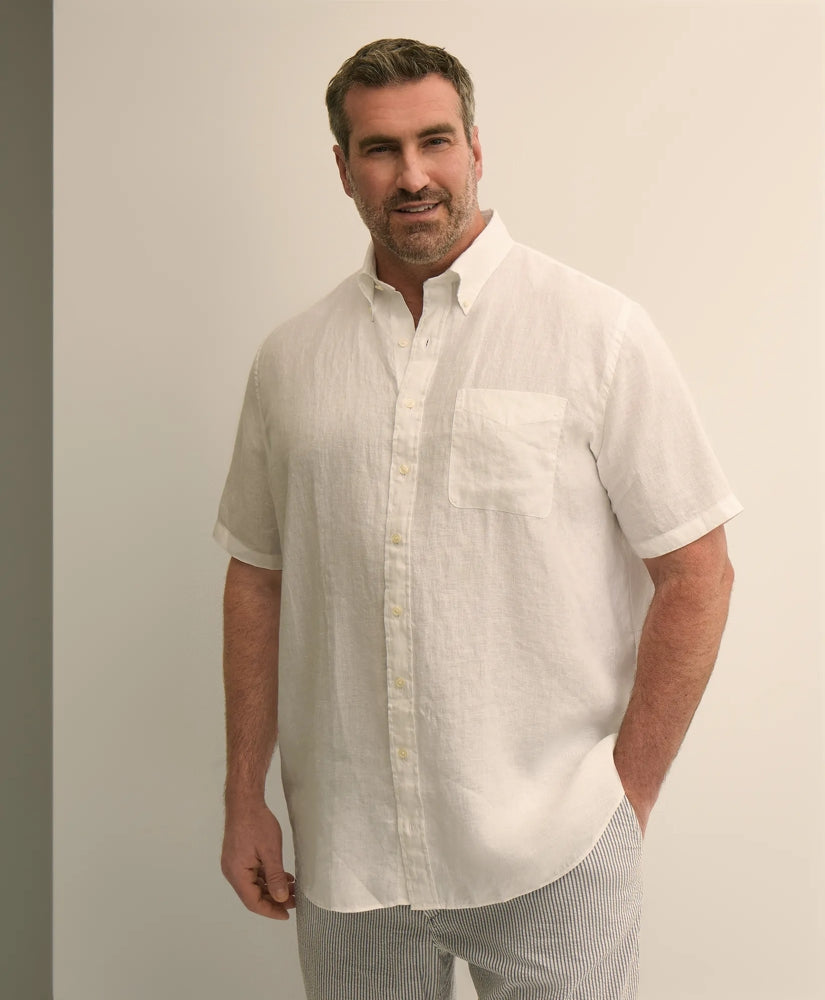 Big & Tall Sport Shirt,  Short-Sleeve Irish Linen / Brooks Brothers Shirts