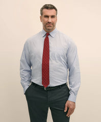 Big & Tall Stretch Cotton Broadcloth Non-Iron Ainsley Collar Glen Plaid, Dress Shirt / Brooks Brothers Sale