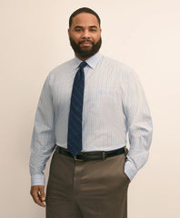 Big & Tall Stretch Cotton Non-Iron Poplin Ainsley Collar, Check Dress Shirt / Brooks Brothers Men
