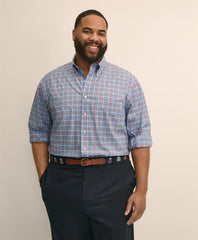 Big & Tall Stretch Cotton Non-Iron Poplin Polo Button Down, Check Sport Shirt / Brooks Brothers Men