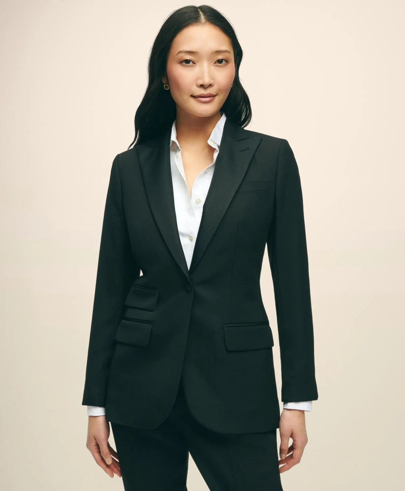 Black Fleece Peak Lapel Dinner Jacket in Merino Wool-Silk Faille / Brooks Brothers Women