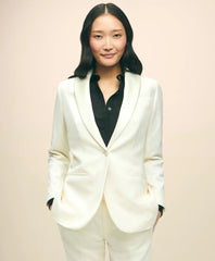 Black Fleece Peak Lapel Dinner Jacket in Merino Wool-Silk Faille / Brooks Brothers Women