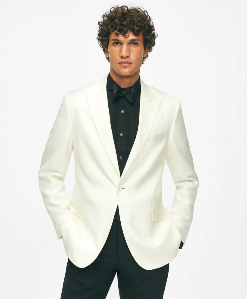 Black Fleece Peak Lapel Dinner Jacket in Silk Dupioni / Brooks Brothers Tailored