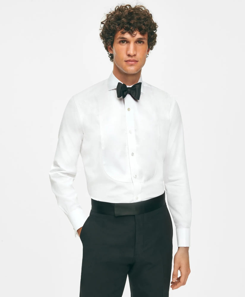 Black Fleece Pique Bib Londoner Collar Tuxedo Shirt in Sea Island Cotton / Brooks Brothers Tailored