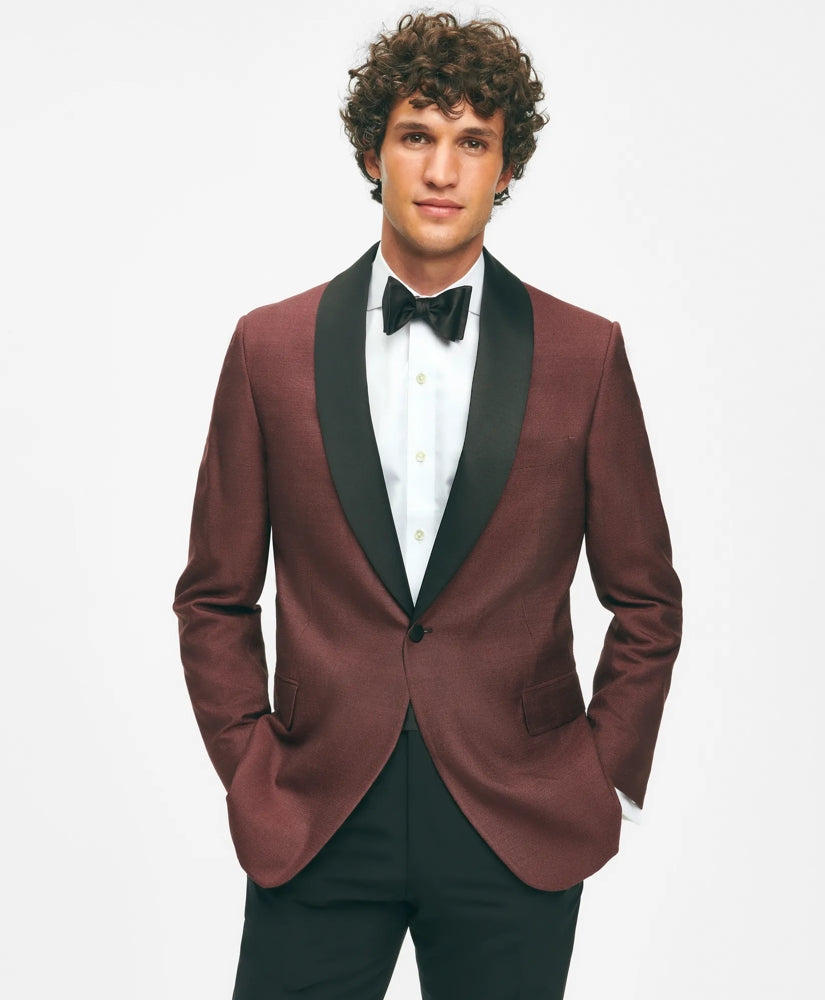 Black Fleece Satin Shawl Collar Dinner Jacket in Silk Hopsack / Brooks Brothers Tailored
