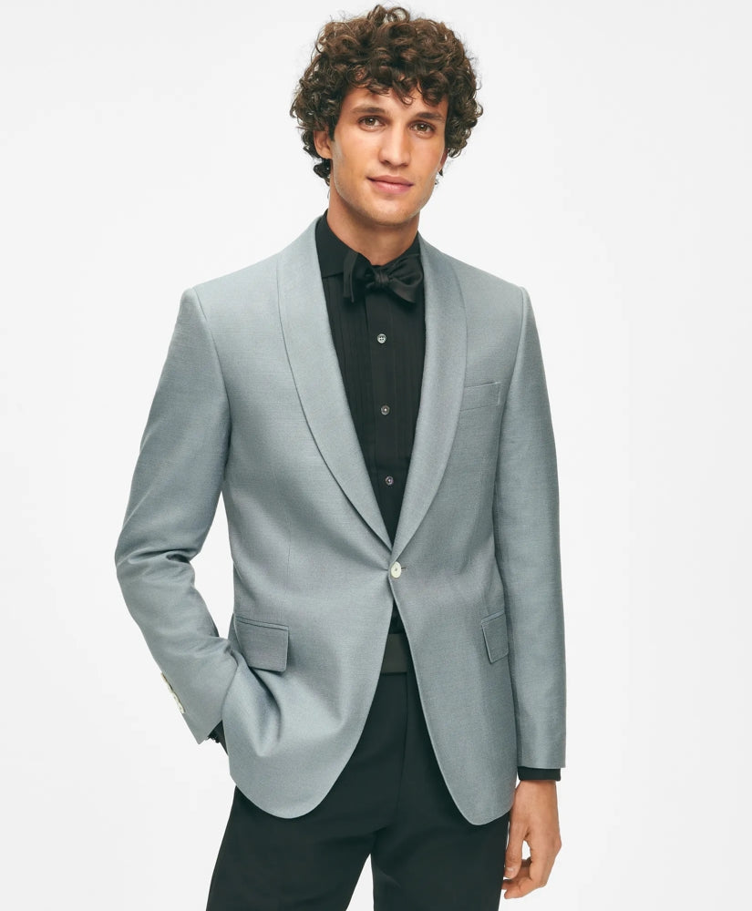 Black Fleece Shawl Collar Dinner Jacket in Silk Hopsack / Brooks Brothers Tailored