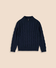 Boys Cotton Cable Knit Quarter-Zip Sweater / Brooks Brothers Boys