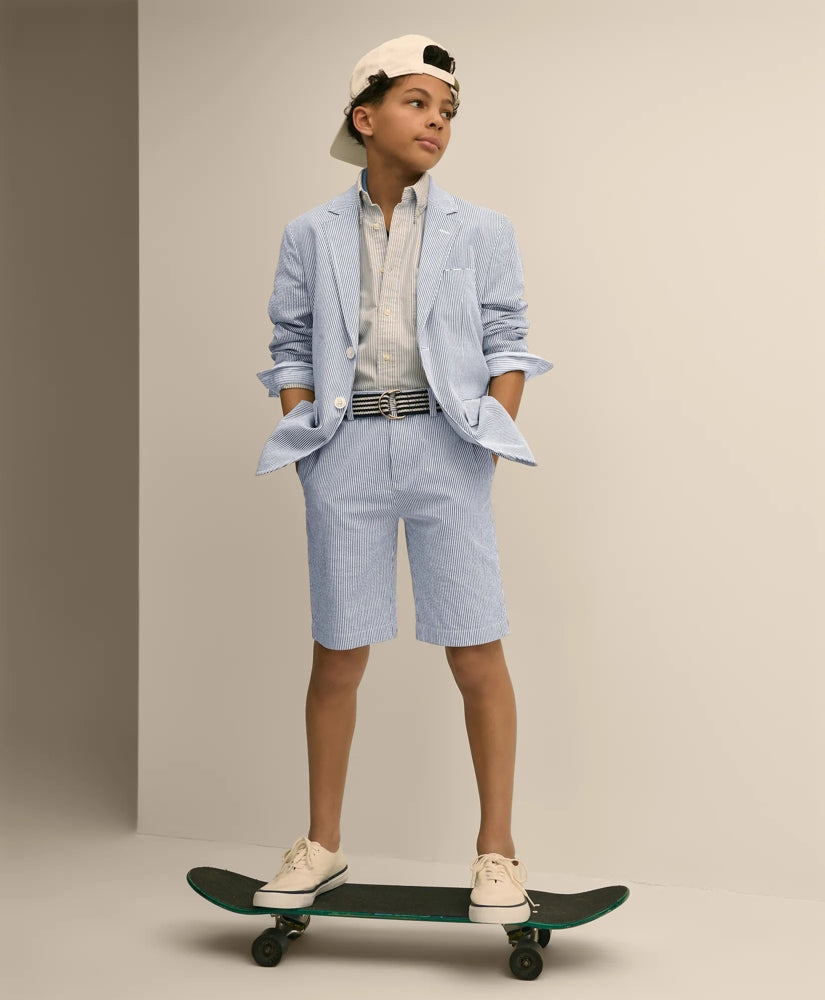 Boys Junior Stretch Cotton Seersucker Suit Jacket / Brooks Brothers Boys
