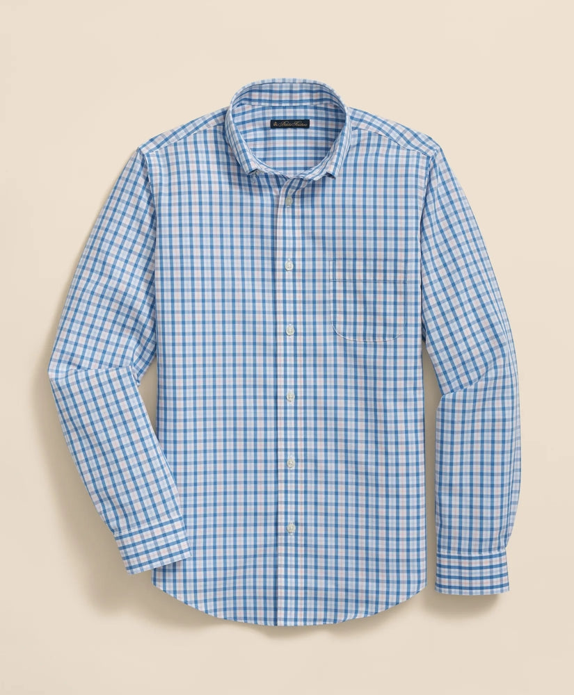 Boys Non-Iron Broadcloth Polo Button-Down Collar Check Sport Shirt / Brooks Brothers Boys