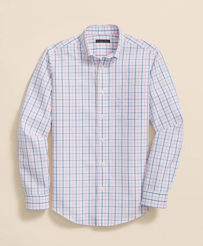 Boys Non-Iron Broadcloth Polo Button-Down Collar Check Sport Shirt / Brooks Brothers Boys