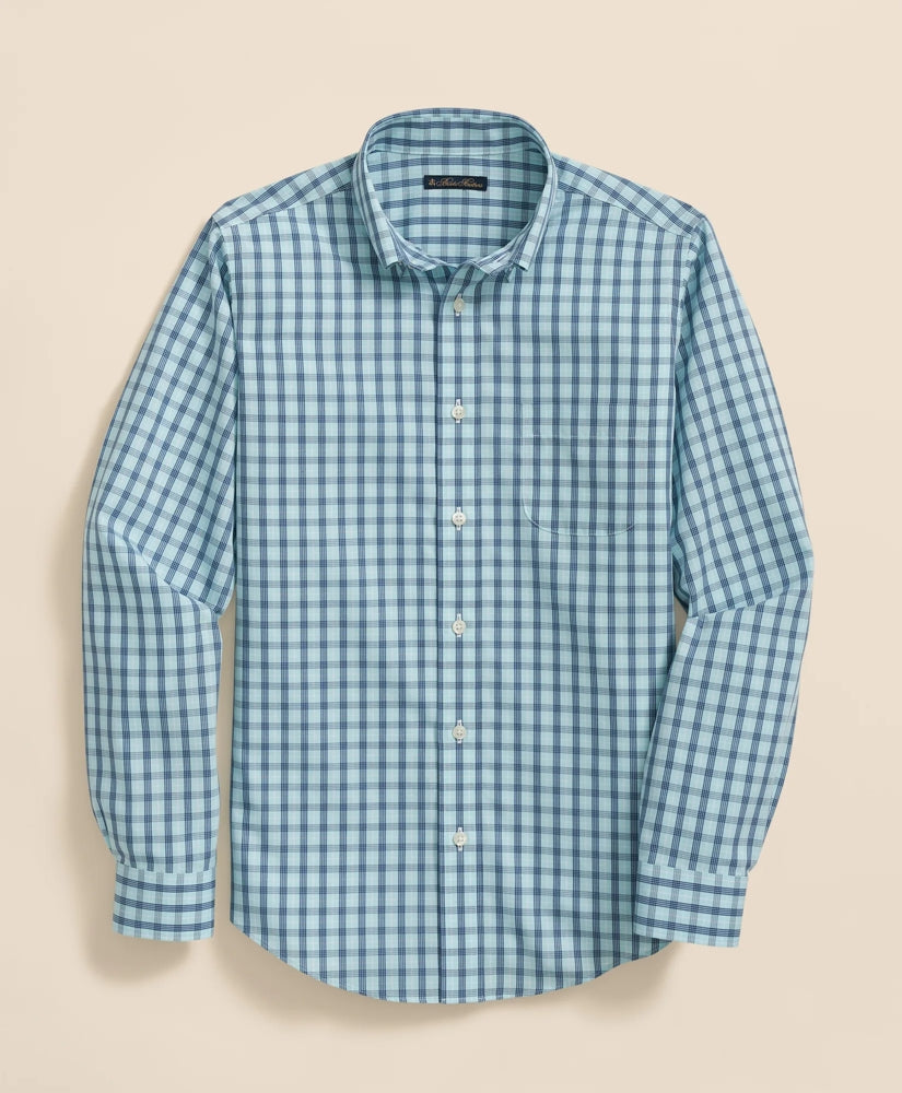 Boys Non-Iron Broadcloth Polo Button-Down Collar Check Sport Shirt / Brooks Brothers Boys