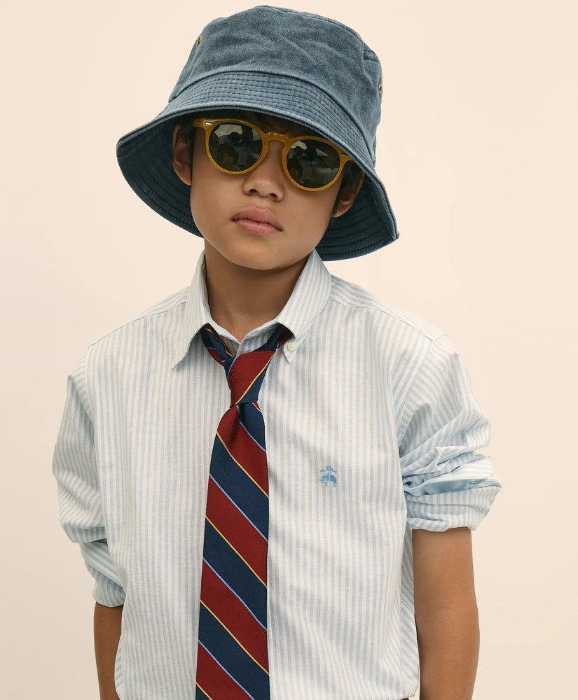 Boys Non-Iron Stretch Cotton Striped Oxford Sport Shirt / Brooks Brothers Boys