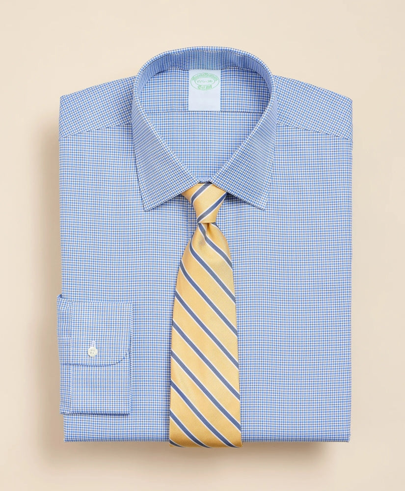 Brooks Brothers Explorer Collection Non-Iron Twill Ainsley Collar, Mini Check Dress Shirt / Brooks Brothers Men