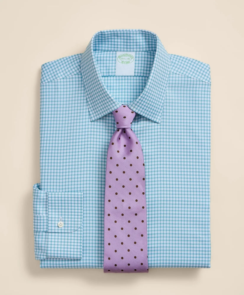 Brooks Brothers Explorer Collection Non-Iron Twill Ainsley Collar, Mini-Check Dress Shirt / Brooks Brothers Men