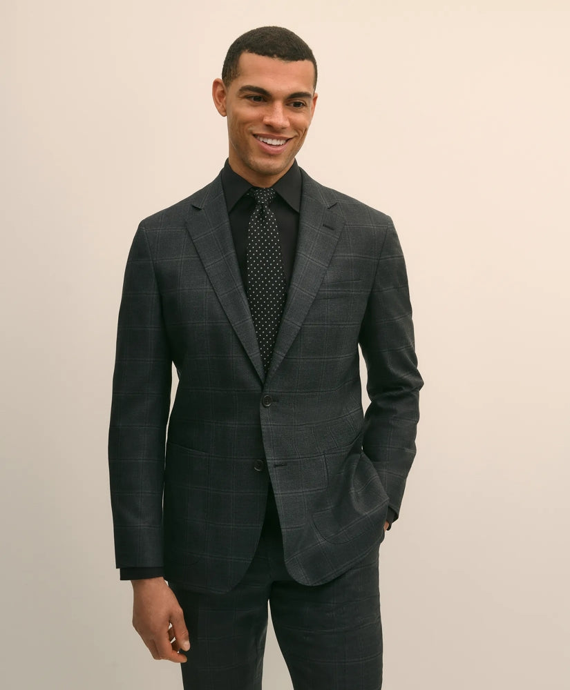 Brooks Brothers Explorer Collection Slim Fit Wool Windowpane Suit Jacket / Brooks Brothers Sale