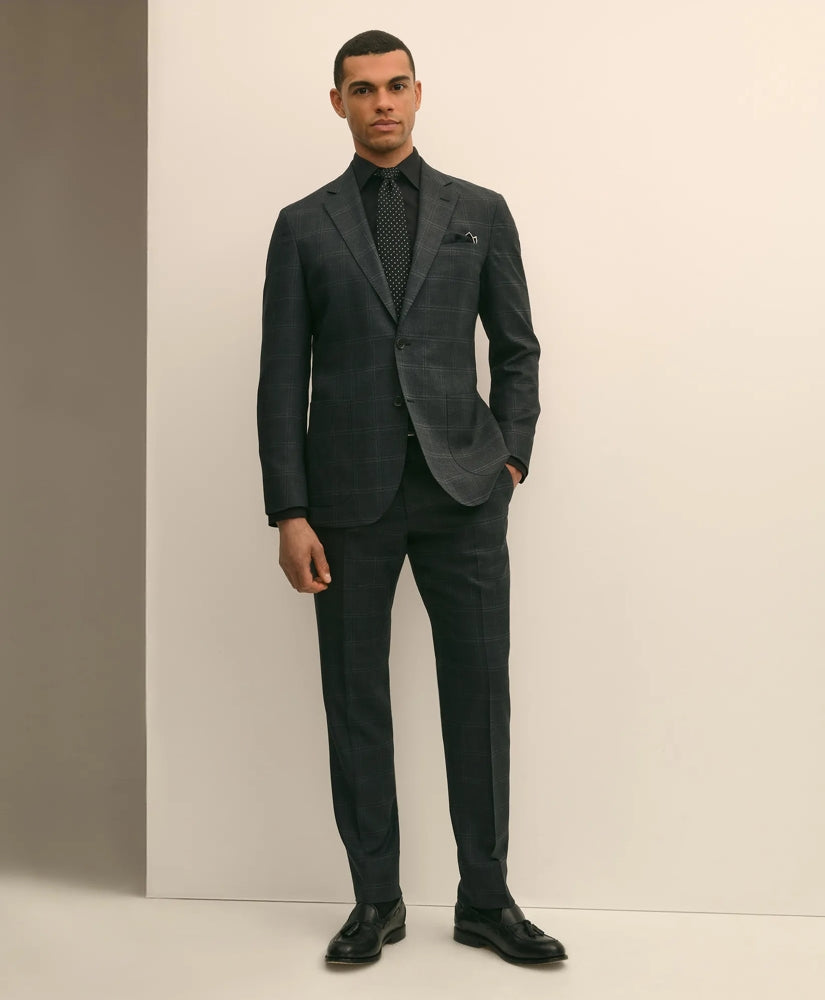 Brooks Brothers Explorer Collection Slim Fit Wool Windowpane Suit Pants / Brooks Brothers Sale