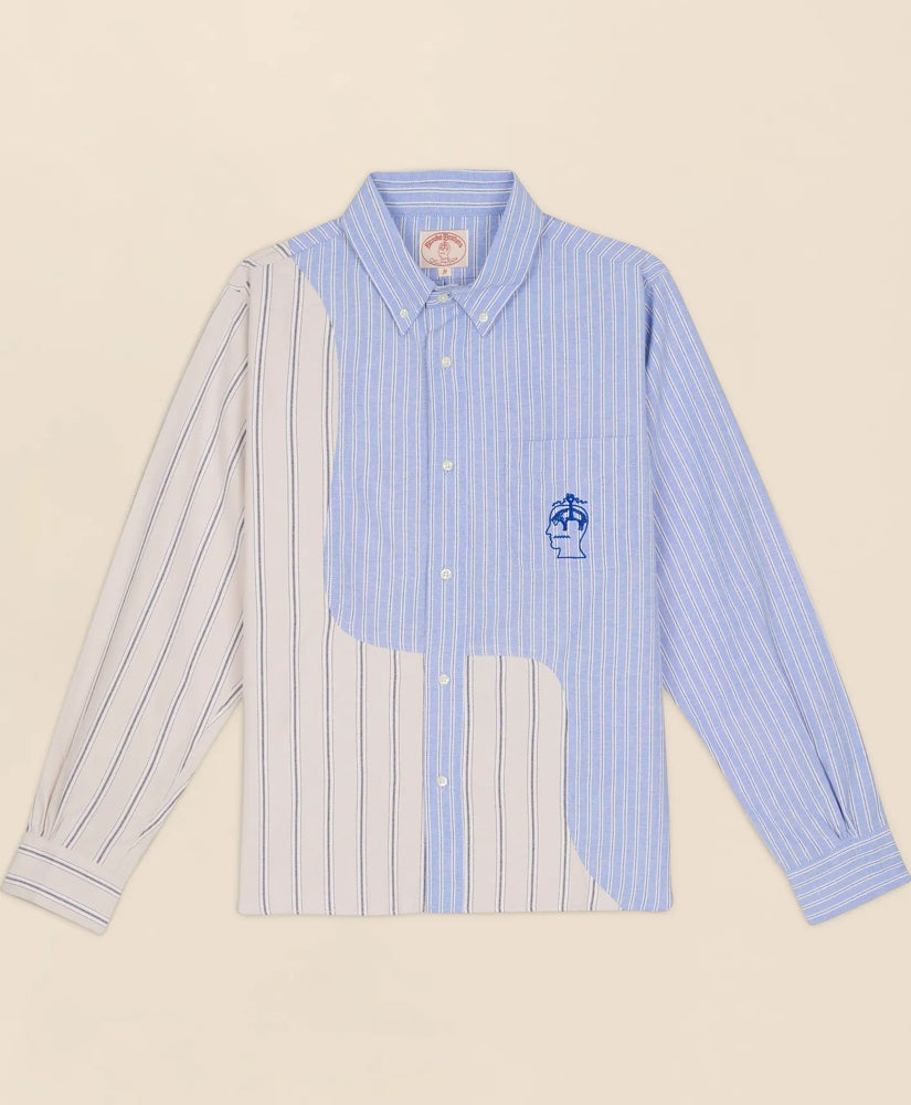 Brooks Brothers x Brain Dead Cotton Blend Embroidered Oxford Button-Down Collar, Striped Sport Shirt / Brooks Brothers Men