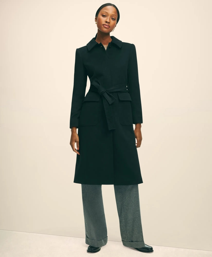 Brushed Wool Twill Wrap Coat / Brooks Brothers Women