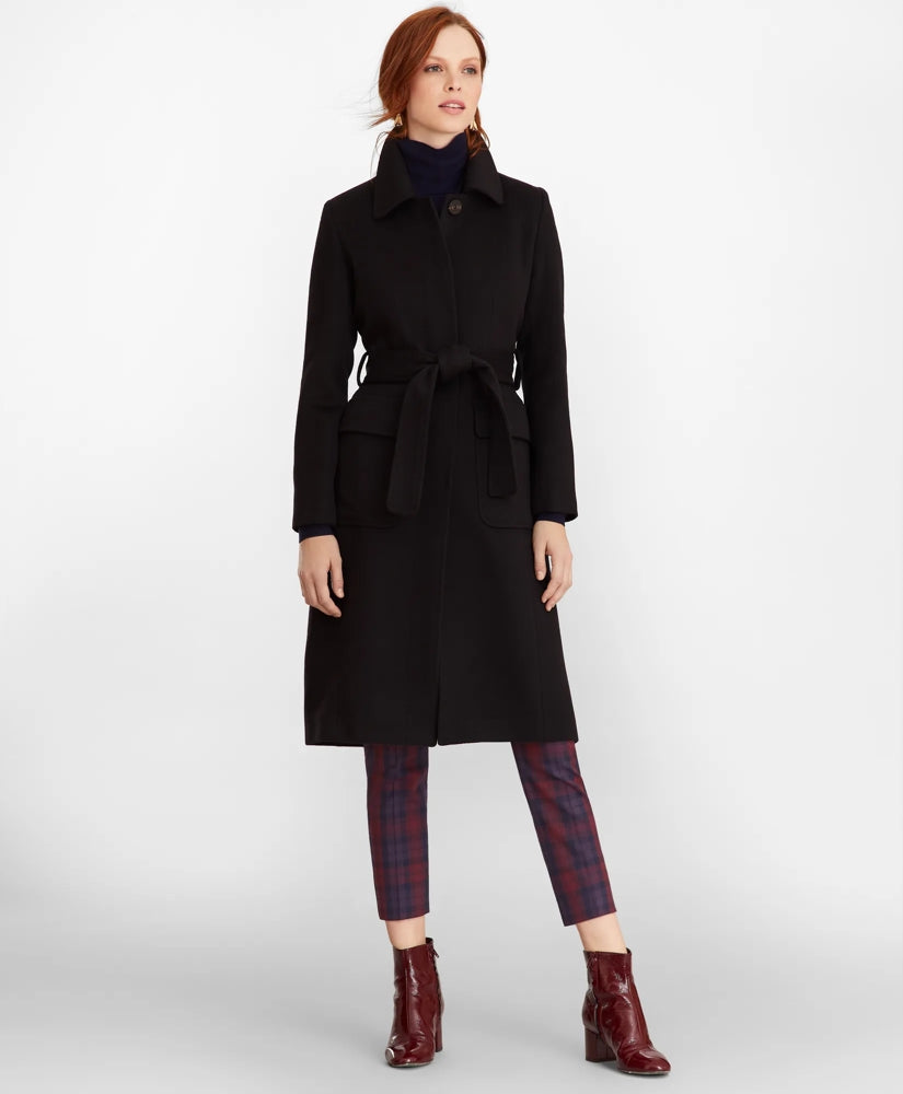 Brushed Wool Twill Wrap Coat / Brooks Brothers Women