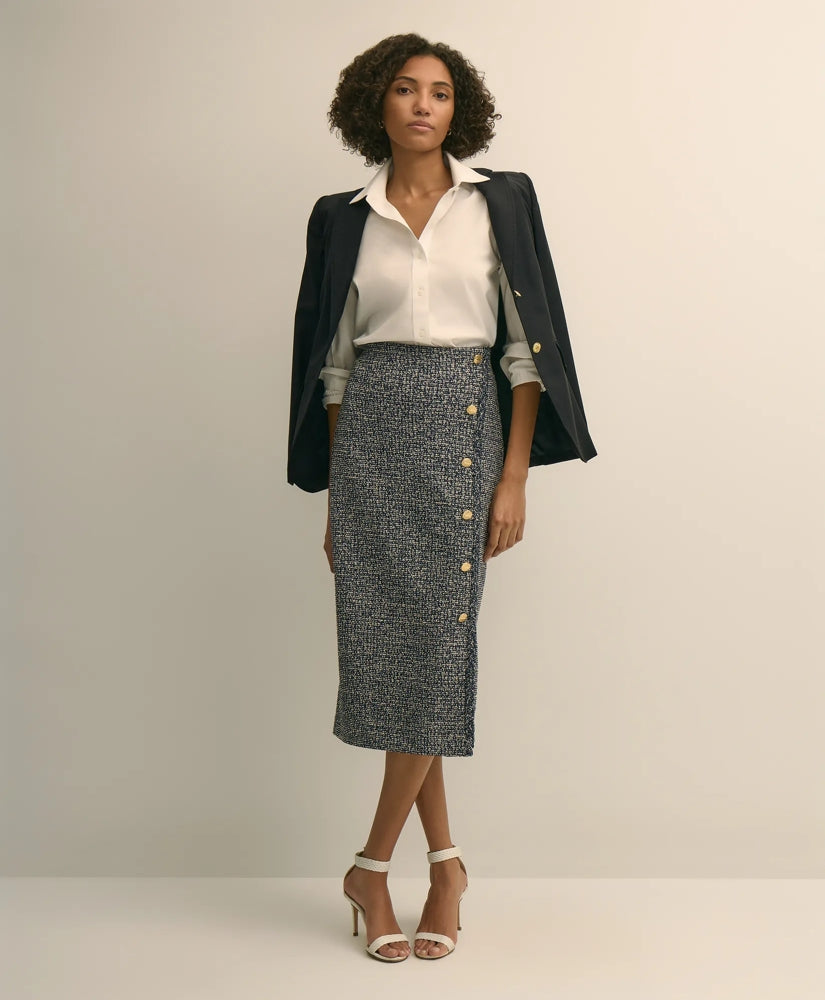 Buttoned Column Knit Skirt / Brooks Brothers Sale