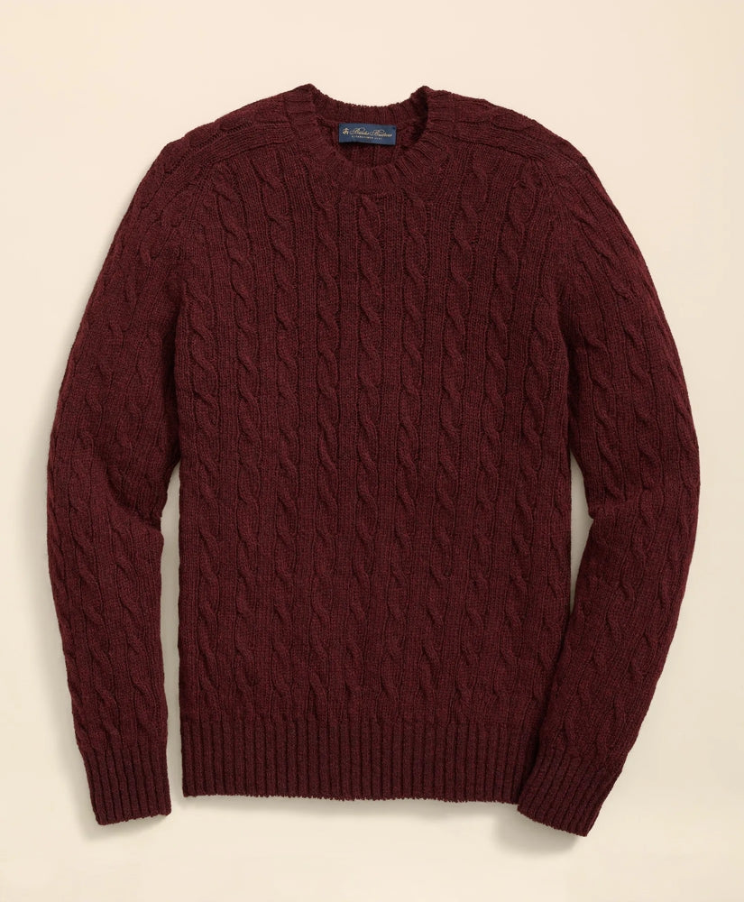 Cable Crewneck Sweater in Shetland Wool / Brooks Brothers Sale
