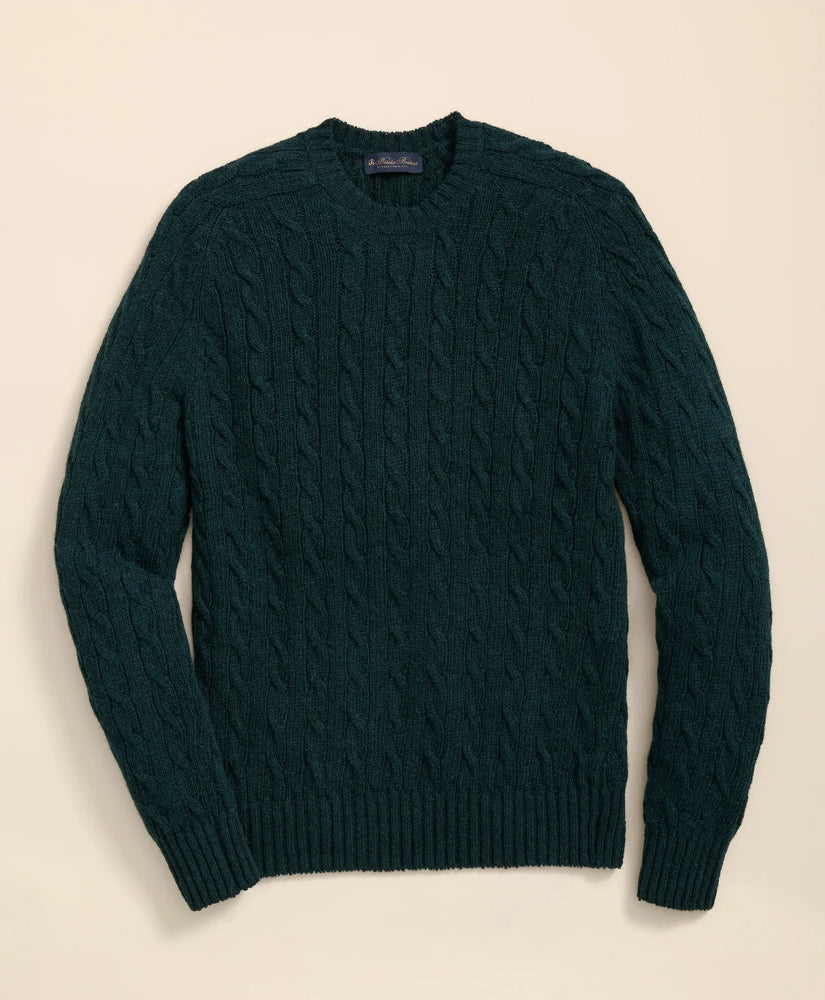 Cable Crewneck Sweater in Shetland Wool / Brooks Brothers Sale