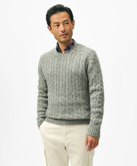 Cable Crewneck Sweater in Shetland Wool / Brooks Brothers Sale