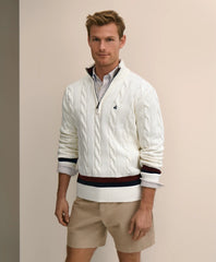Cable Knit Tennis Quarter-Zip Sweater in Supima / Brooks Brothers Men