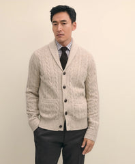 Cashmere Cable Knit Shawl-Collar Cardigan / Brooks Brothers Sale
