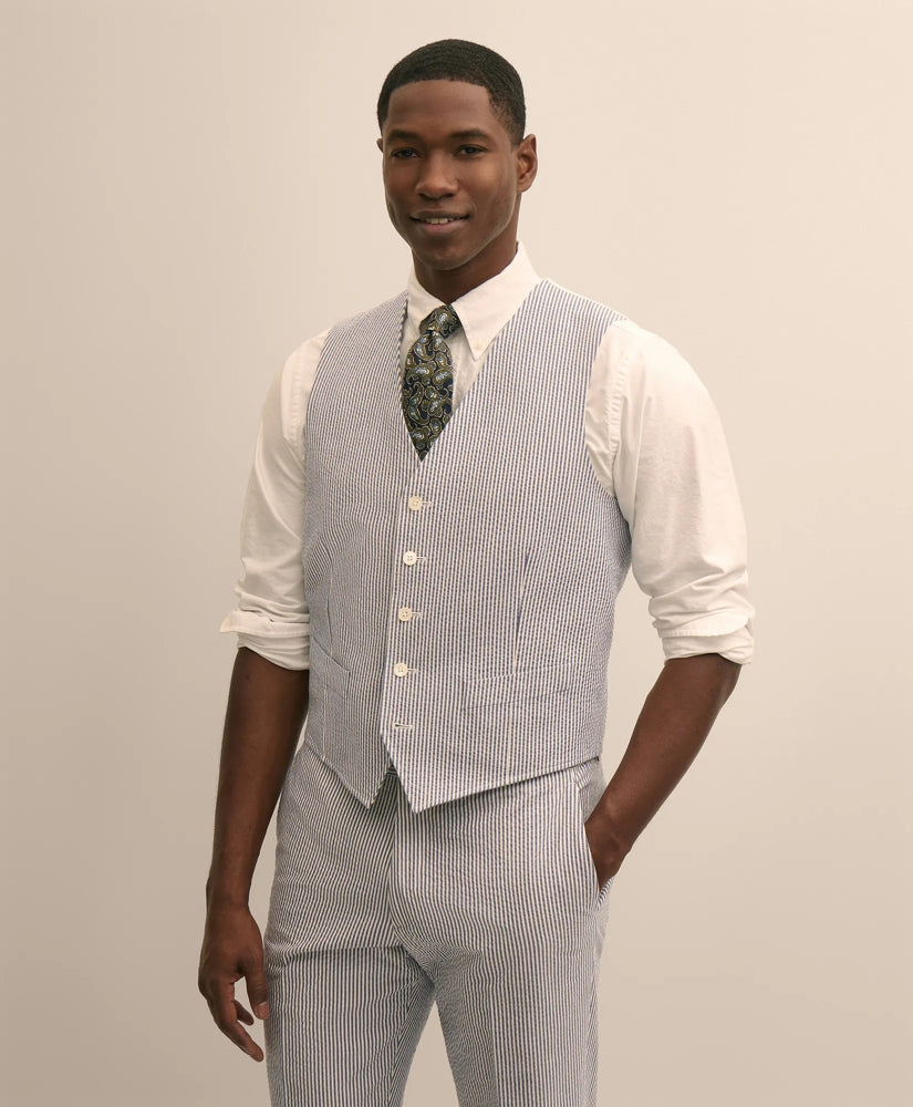 Classic Fit Cotton Blend Seersucker Vest / Brooks Brothers Tailored