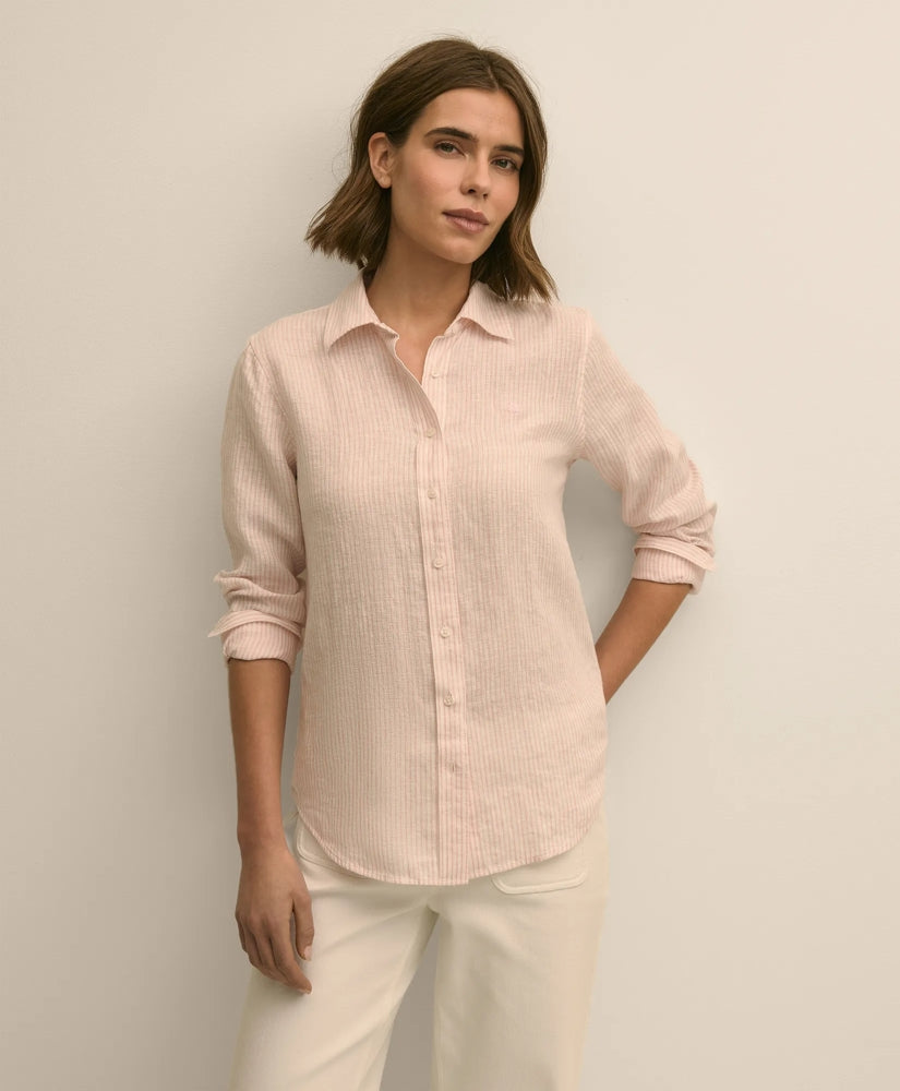 Classic Fit Linen Stripe Shirt / Brooks Brothers Shirts