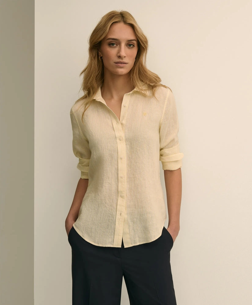Classic Fit Linen Stripe Shirt / Brooks Brothers Shirts