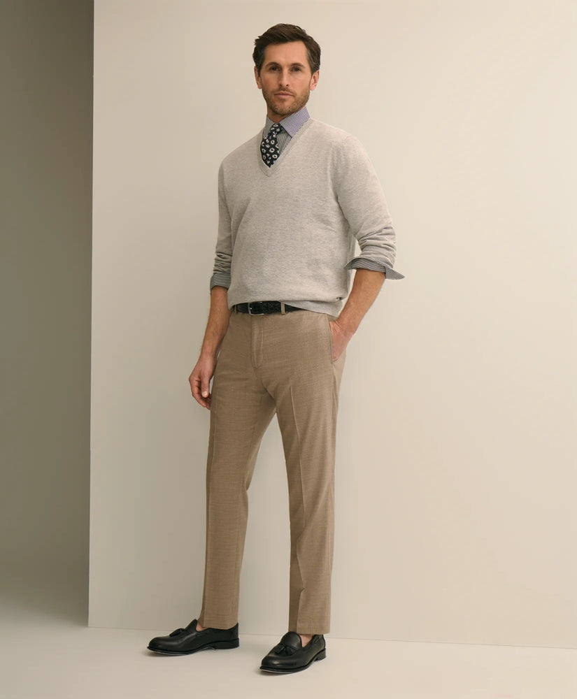 Classic Fit Wool Blend Plain Front 1818 Trousers / Brooks Brothers Men