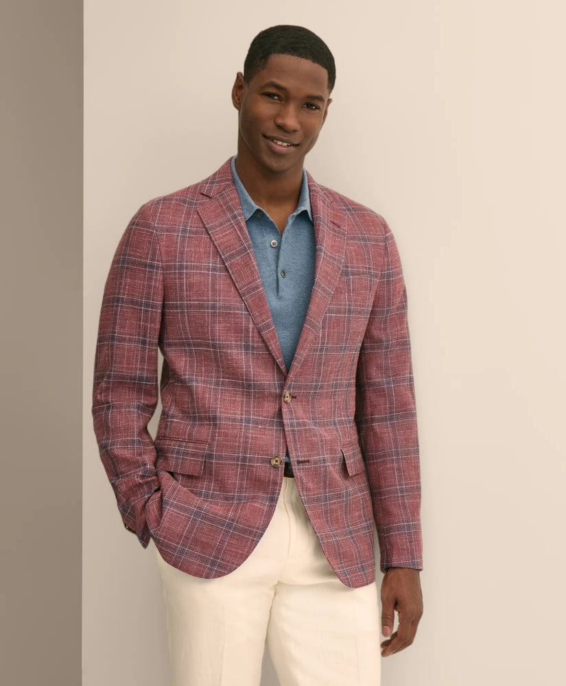 Classic Fit Wool-Cotton-Linen Hopsack Check Sport Coat / Brooks Brothers Tailored