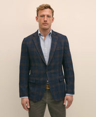 Classic Fit Wool-Cotton-Silk-Cashmere Hopsack Check Sport Coat / Brooks Brothers Sale