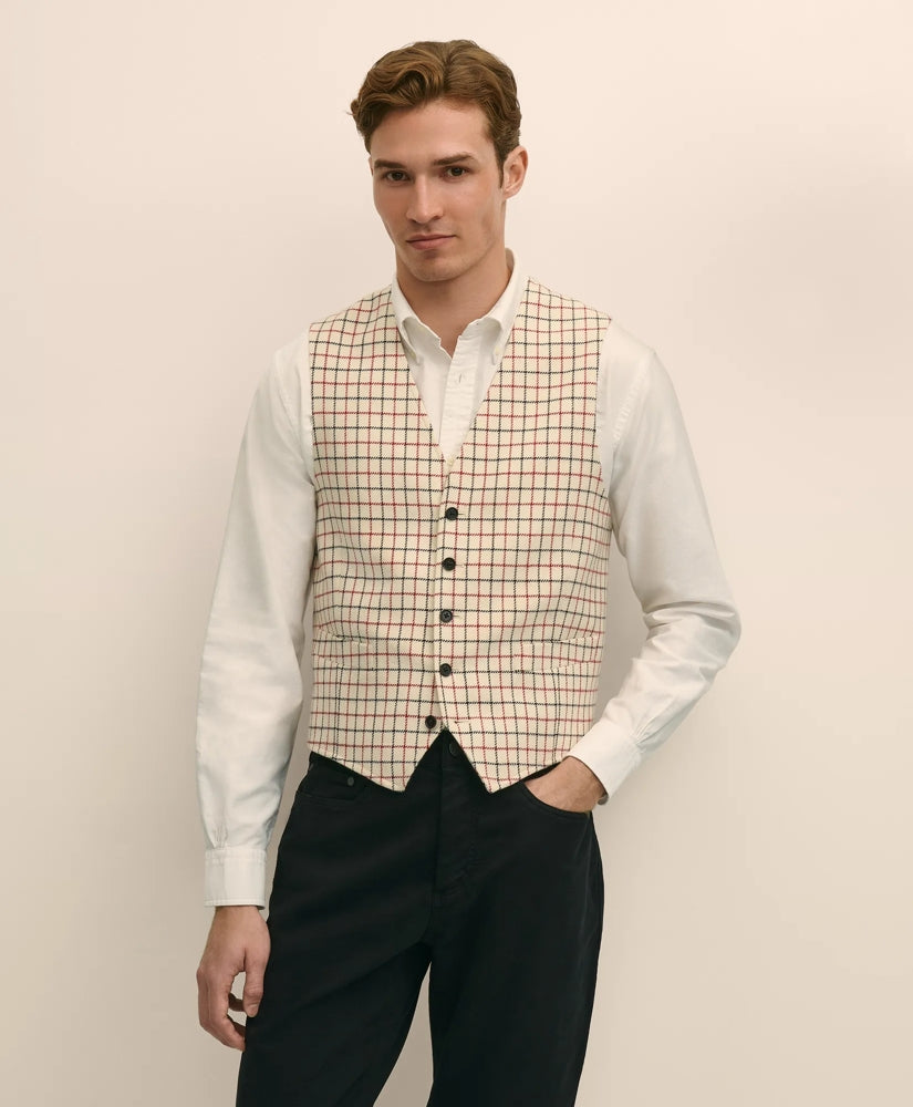 Classic Fit Wool Tattersall Suit Vest / Brooks Brothers Sale