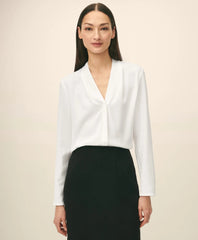 Concealed-Placket Blouse in Crepe / Brooks Brothers Shirts