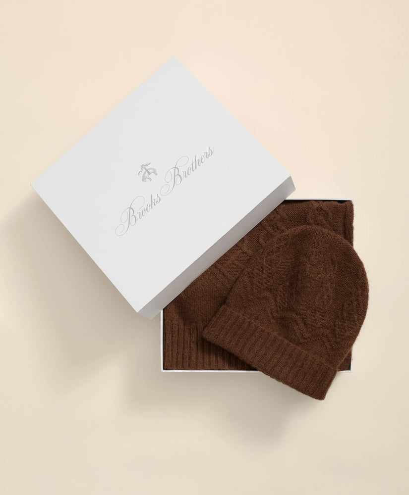 Cotton-Alpaca-Wool Blend Hat & Scarf Boxed Set / Brooks Brothers Sale