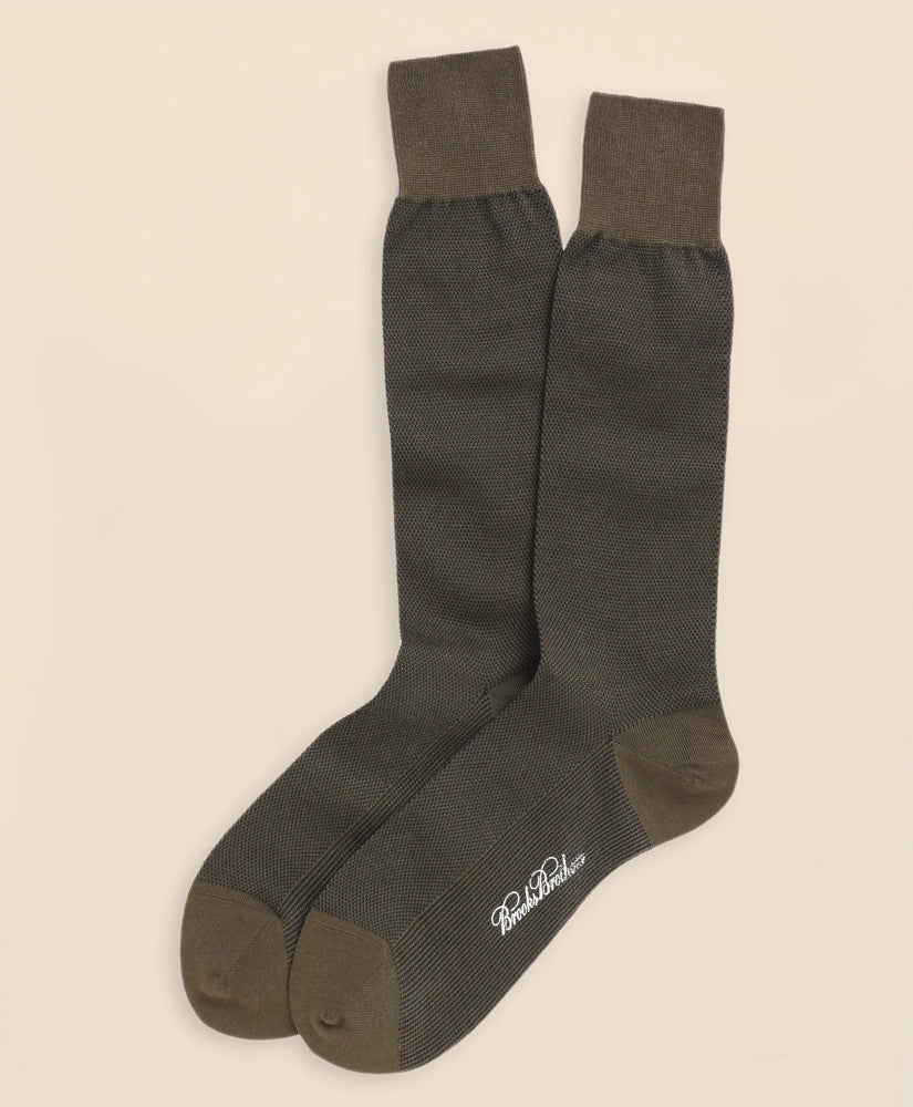Cotton Bird's Eye Crew Socks / Brooks Brothers Men