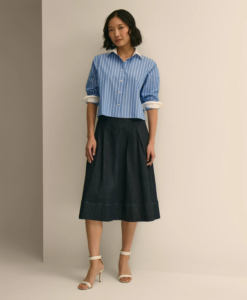 Cotton Blend A-Line Denim Skirt / Brooks Brothers Women