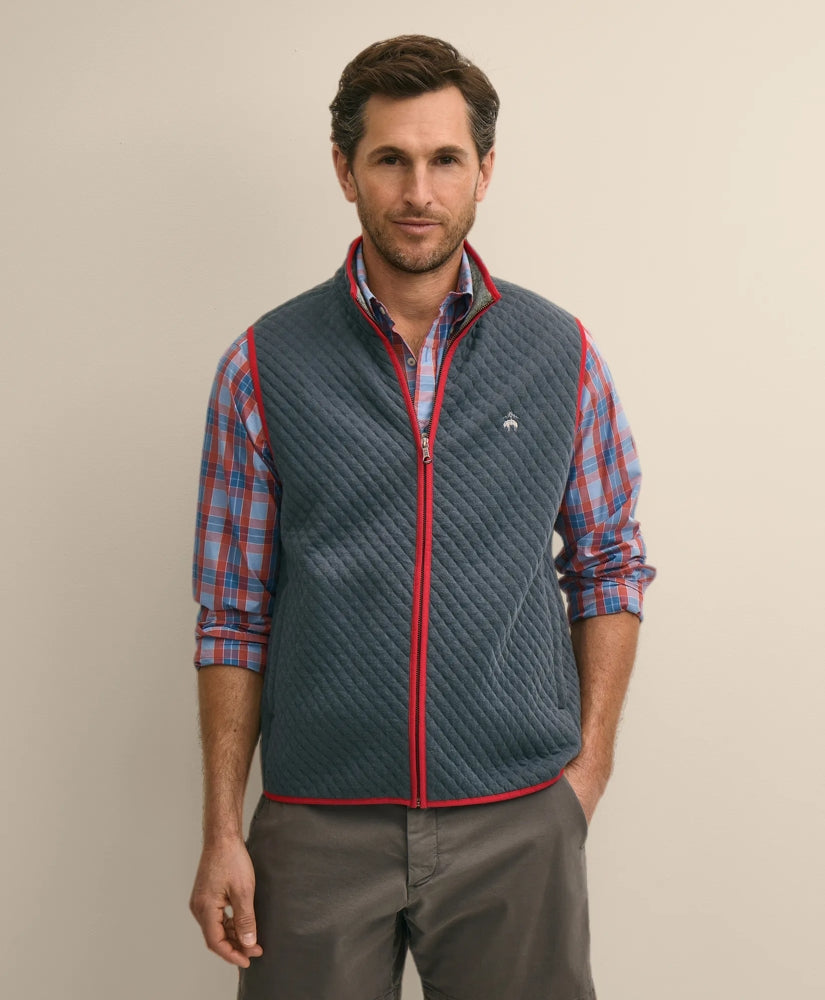 Cotton-Blend Diamond-Quilted Full-Zip Vest / Brooks Brothers Men