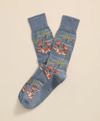 Cotton Blend Flamingo Motif Socks / Brooks Brothers Men