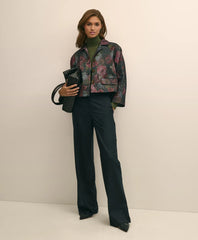 Cotton Blend Floral Jacquard Cropped Jacket / Brooks Brothers Sale